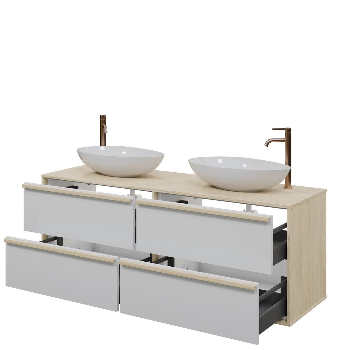 WASCHTISCHKOMBI 165,1 cm  - Eichefarben/Weiß, MODERN, Holz/Keramik (165,1cm) - Celina Home