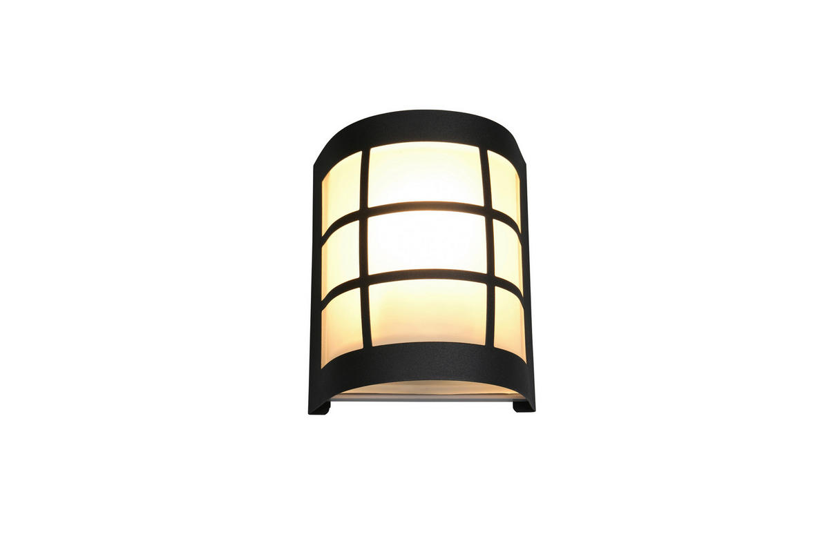 AUßENWANDLEUCHTE 14/10,5/16,5 cm   - Schwarz/Weiß, Design, Glas/Metall (14/10,5/16,5cm)