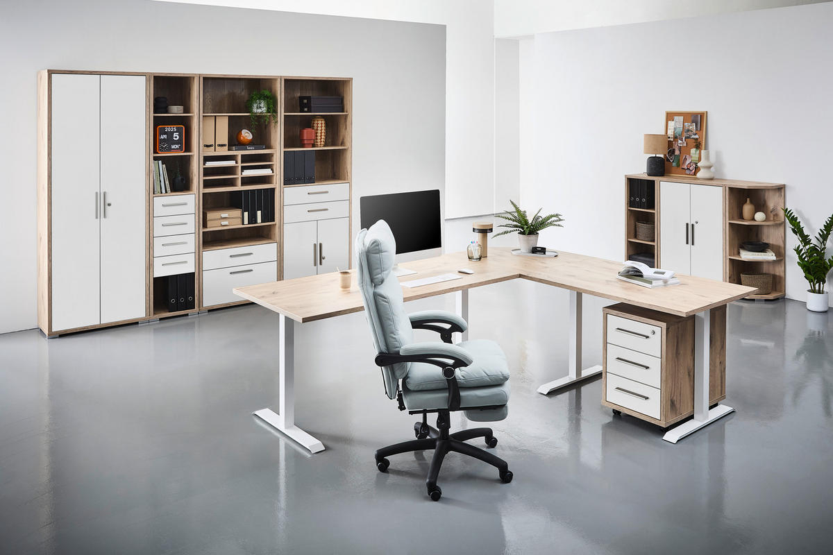 AKTENREGAL 79,7/210,4/39,5 cm  - Weiss/Silberfarben, Konventionell, Holzwerkstoff/Kunststoff (79,7/210,4/39,5cm) - Voleo