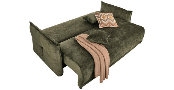 BOXSPRINGSOFA in Chenille Dunkelgrün  - Dunkelgrün/Schwarz, MODERN, Kunststoff/Textil (235/95/108cm) - Hom`in