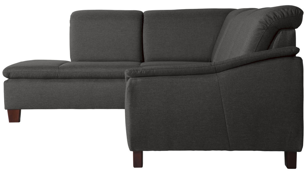 ECKSOFA Anthrazit Flachgewebe  - Anthrazit/Nussbaumfarben, Design, Holz/Textil (247/82/187cm) - Max Winzer
