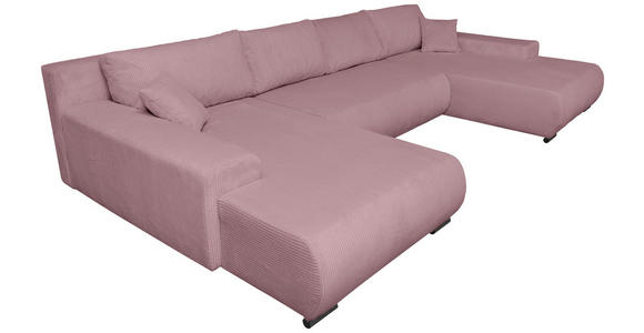 WOHNLANDSCHAFT  in Cord Altrosa  - Schwarz/Altrosa, KONVENTIONELL, Textil/Metall (191/351/191cm) - Carryhome