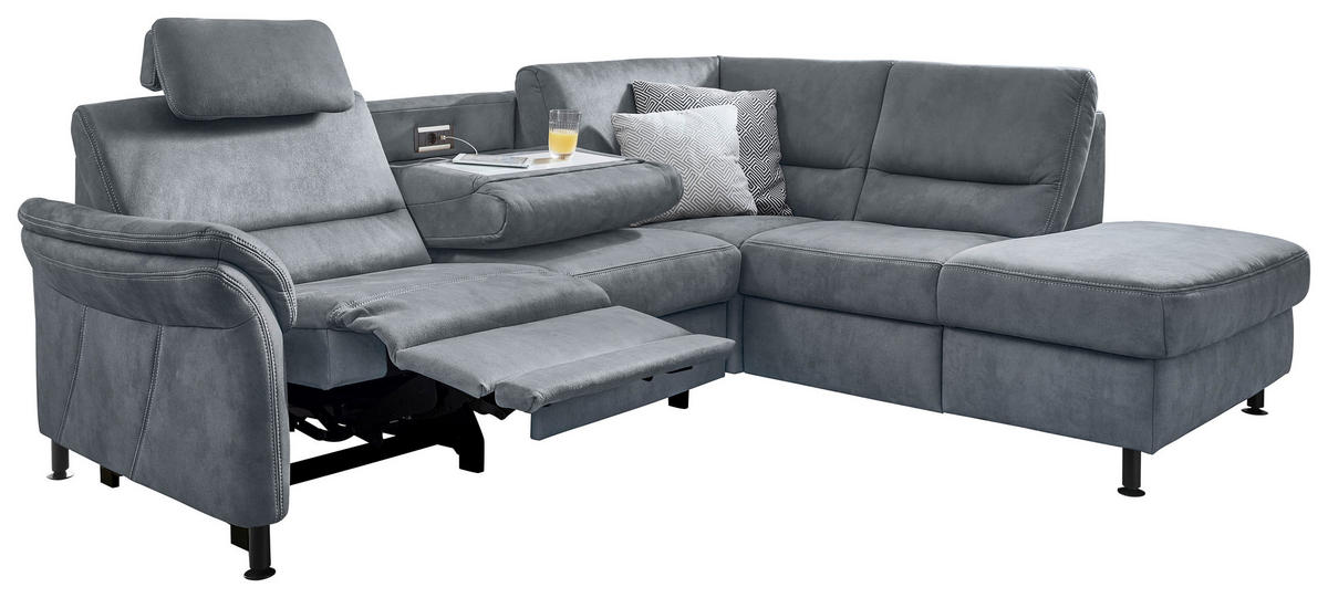 HÖRNSOFFA i flatväv blå  - blå/svart, Modern, metall/textil (227/203cm) - Beldomo System