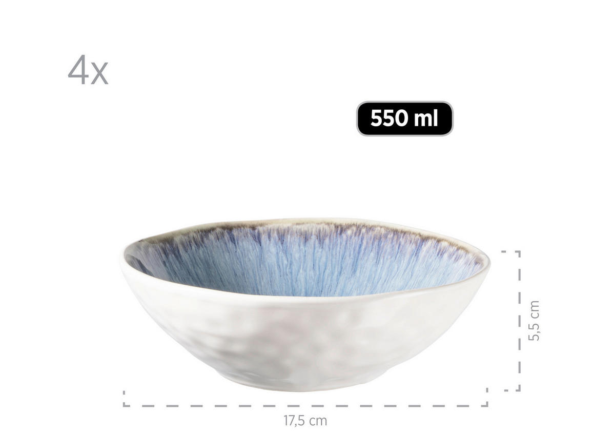 SCHÜSSELSET Frozen 4-teilig  - Blau, Basics, Keramik (17,5/5,5cm) - Mäser