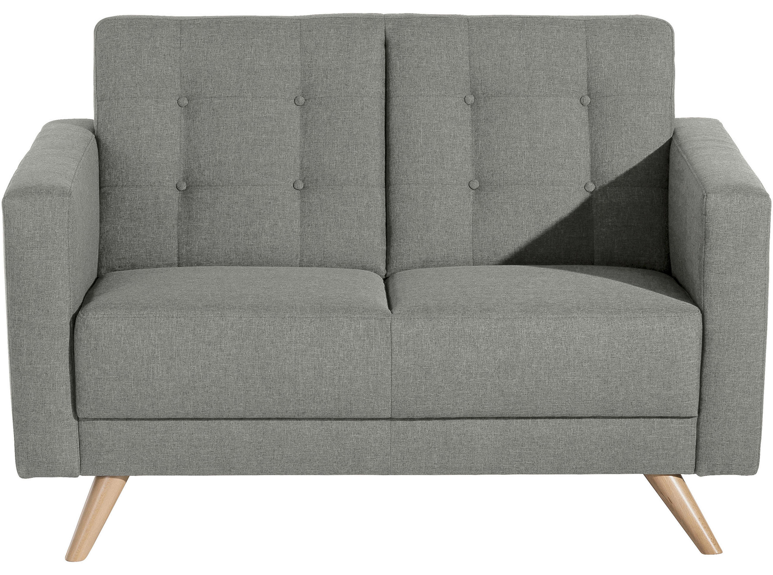 ZWEISITZER-SOFA Flachgewebe Hellgrau  - Buchefarben/Hellgrau, Design, Textil (128/81/83cm) - Max Winzer