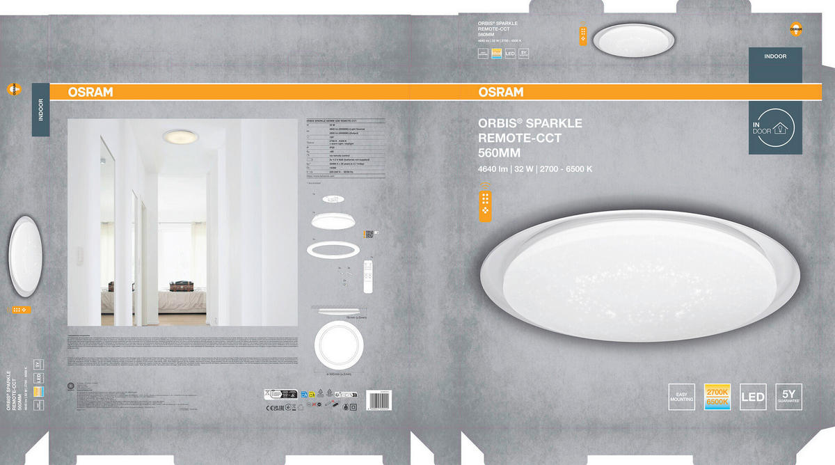 LED-DECKENLEUCHTE 56/12 cm   - Weiß, Basics, Kunststoff/Metall (56/12cm) - Osram