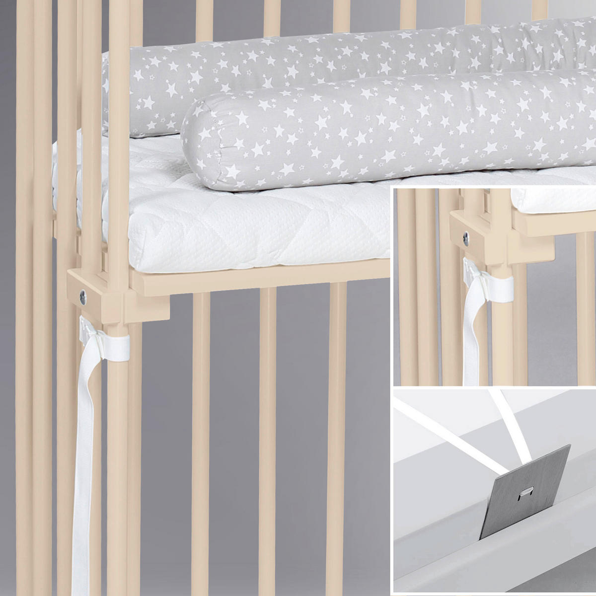 BEISTELLBETT  96/54/96,50 cm  - Beige, Basics, Holz (96/54/96,50cm) - Babybay