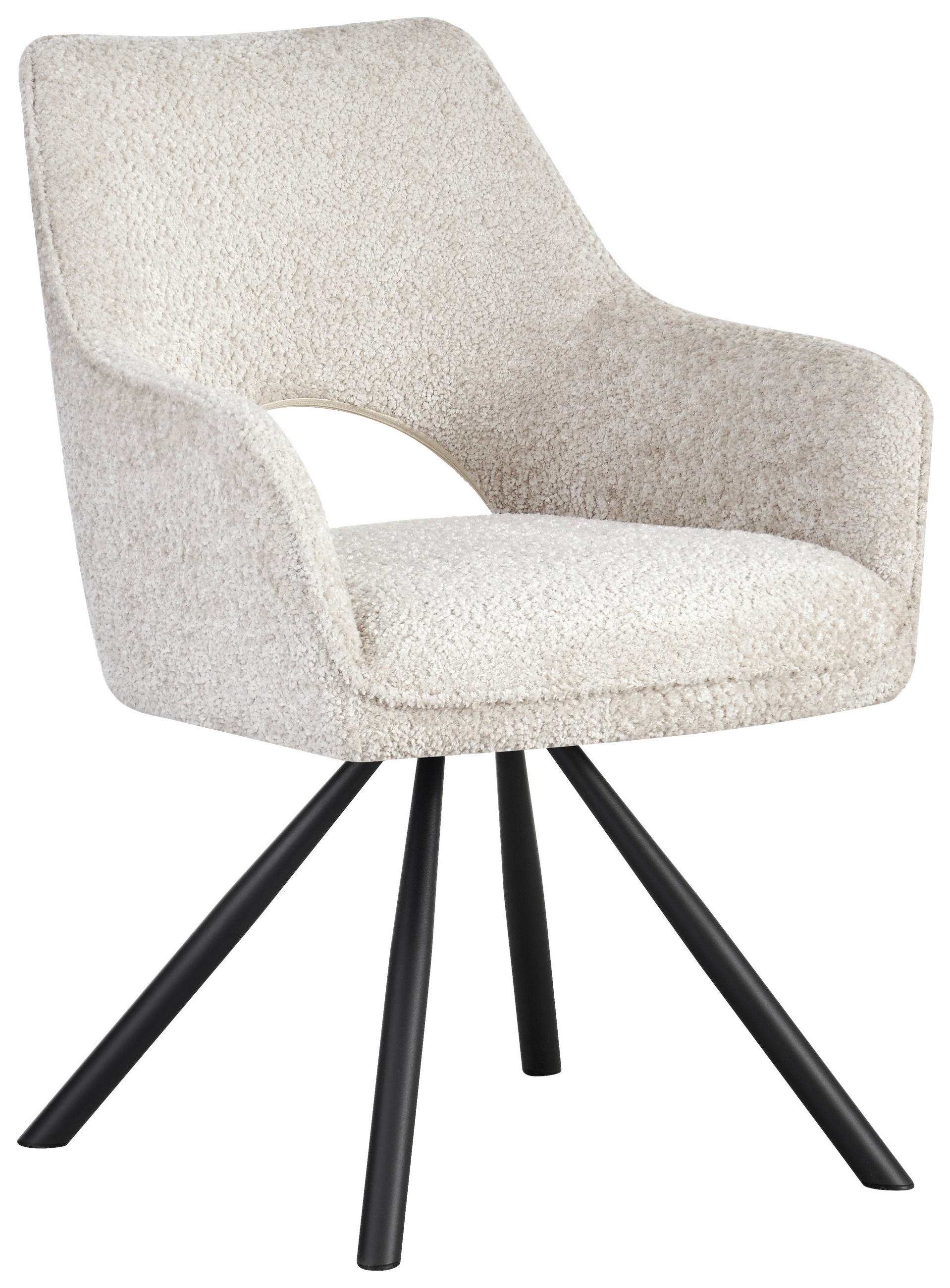 ARMLEHNSTUHL  in Eisen Teddystoff  - Perlmutt/Schwarz, Design, Textil/Metall (60/85/63cm) - Ambia Home