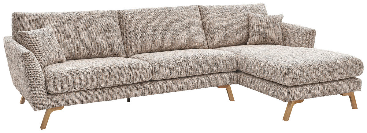 ECKSOFA Beige Webstoff  - Eichefarben/Beige, KONVENTIONELL, Holz/Textil (293/160cm) - SetOne by Musterring