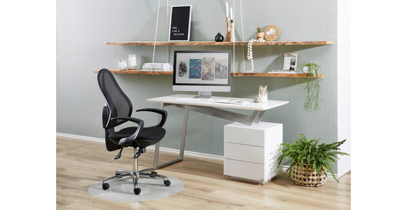 SCHREIBTISCH 140/60/76 cm  in Weiß, Edelstahlfarben, Weiß Hochglanz  - Edelstahlfarben/Weiß Hochglanz, MODERN, Holzwerkstoff/Metall (140/60/76cm) - Novel