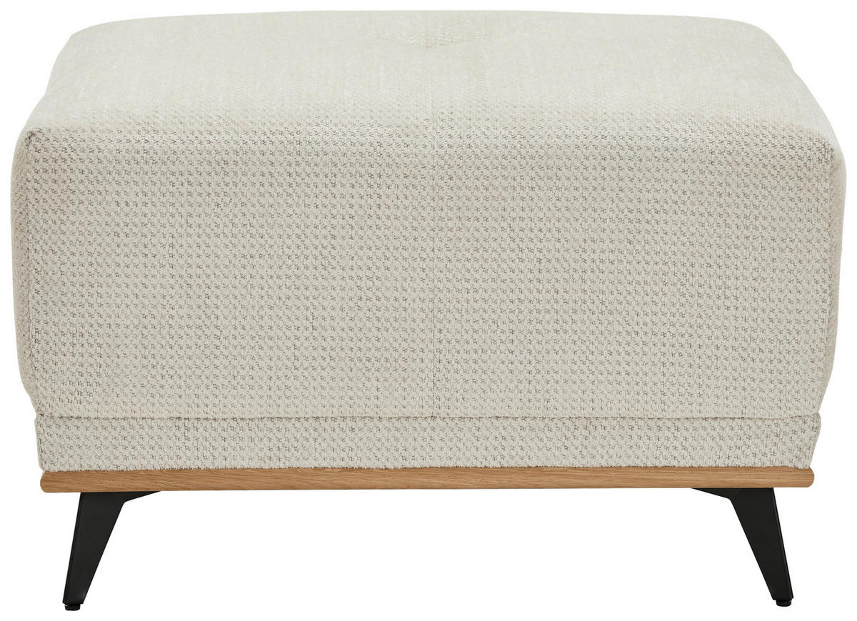 HOCKER in Textil Creme  - Creme/Schwarz, Modern, Holz/Textil (73/47/73cm) - home24