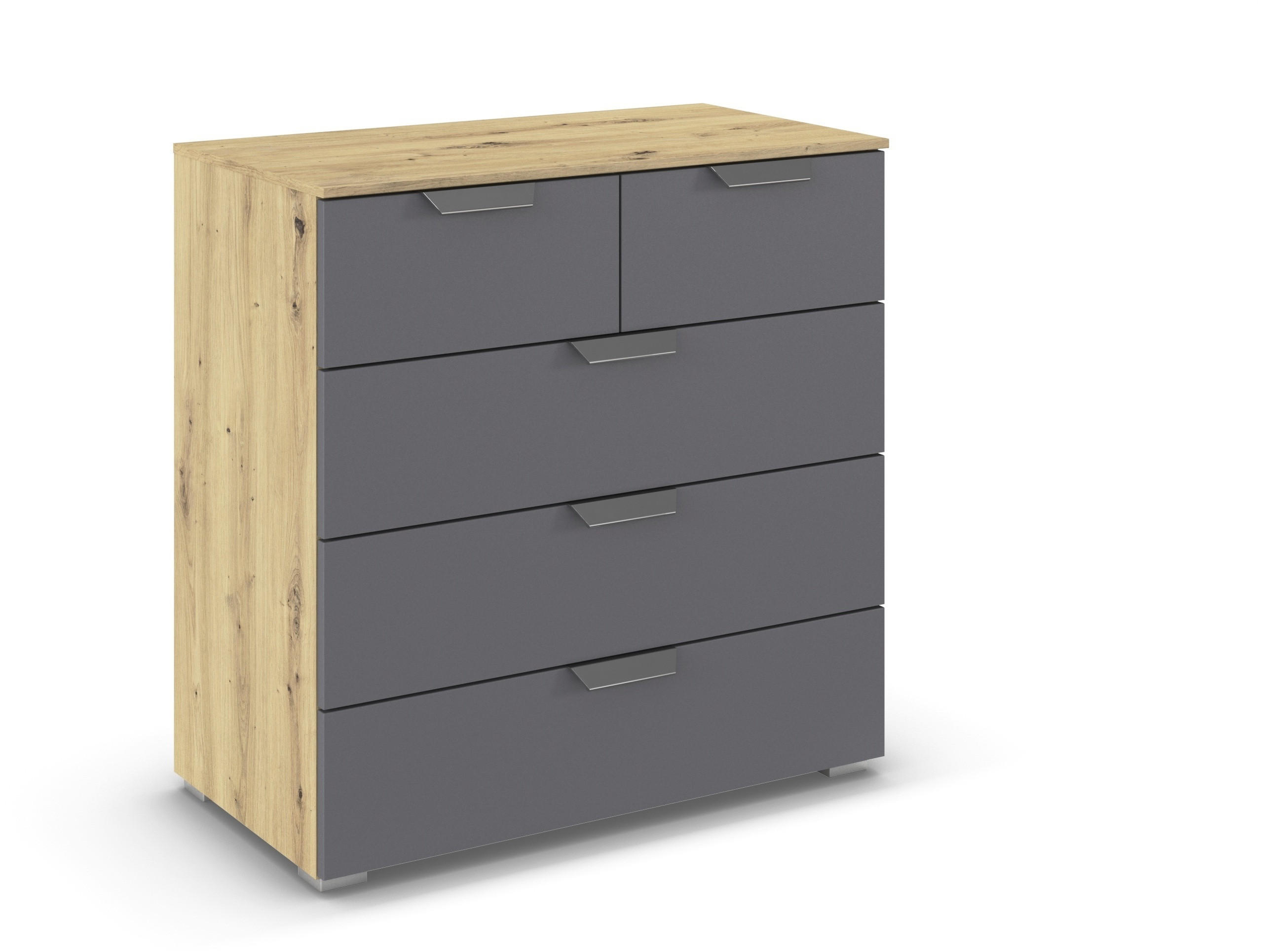 Carryhome Kommode Dunkelgrau, Eiche Artisan 80x81x42 cm