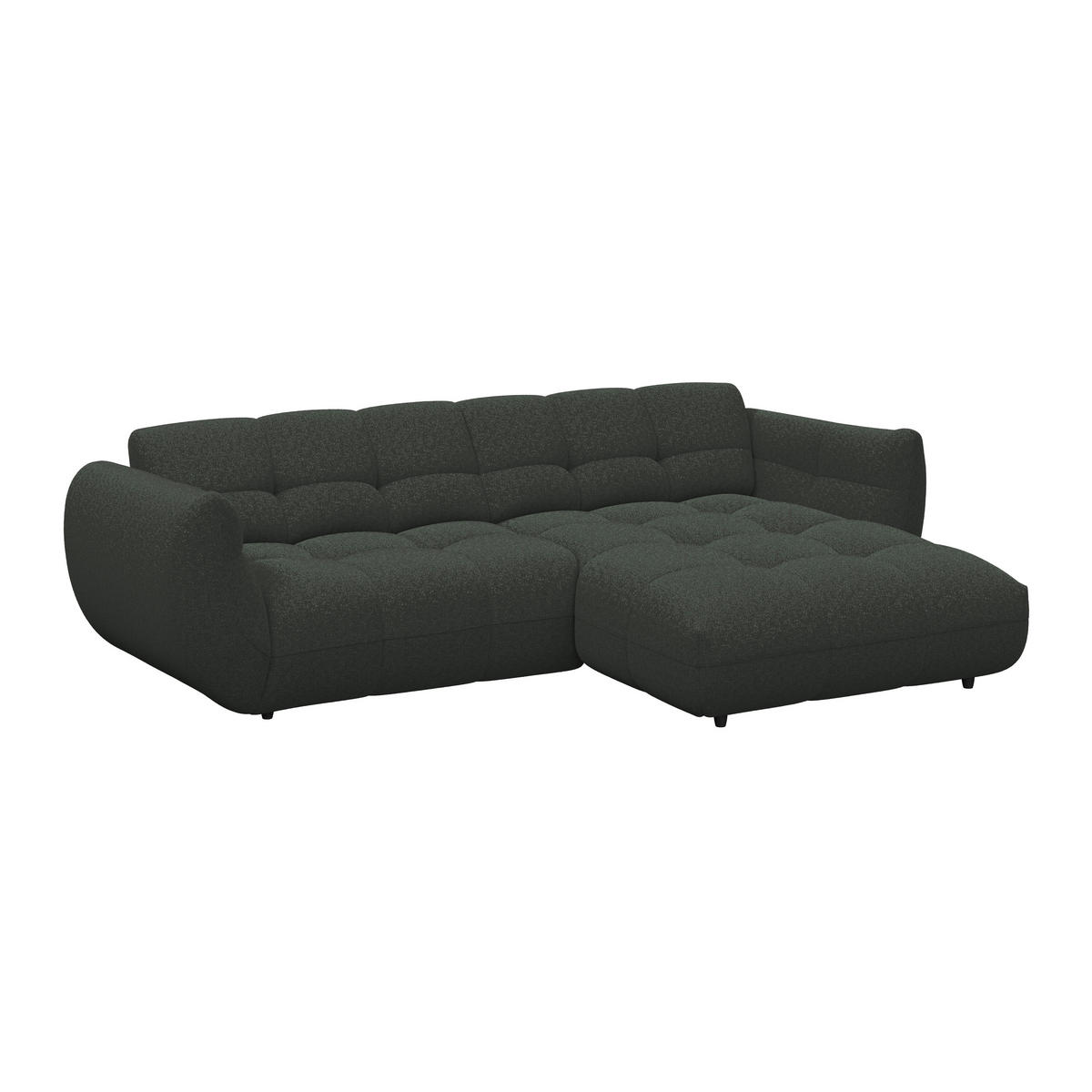 ECKSOFA Dunkelgrün Chenille  - Dunkelgrün/Schwarz, Trend, Kunststoff/Textil (280/178cm) - MID.YOU