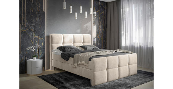 BOXBETT 180/200 cm in Beige - Chromfarben/Beige, Design, Holz/Holzwerkstoff (180/200cm) - Esposa
