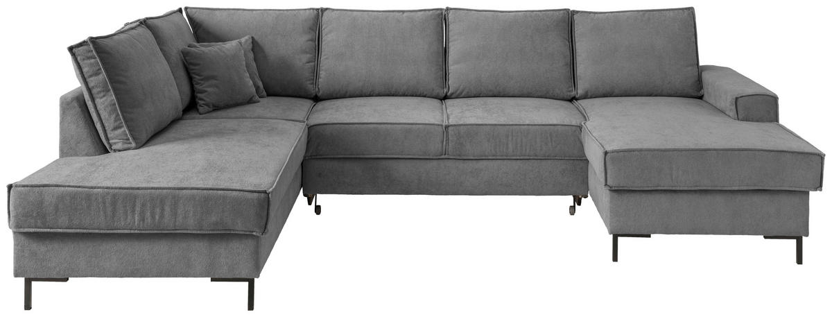 SJEDEĆA GARNITURA tekstil  antracit   - crna/antracit, Moderno, tekstil/metal (198/309/150cm) - MID.YOU