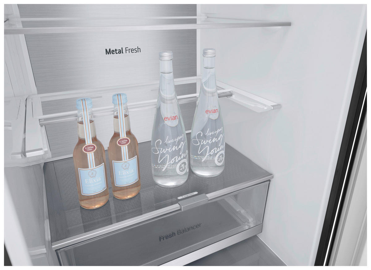 KÜHL-GEFRIER-KOMBINATION GBV7280AEV  - Schwarz, Basics, Glas/Kunststoff (59.5/203/67.5cm) - LG