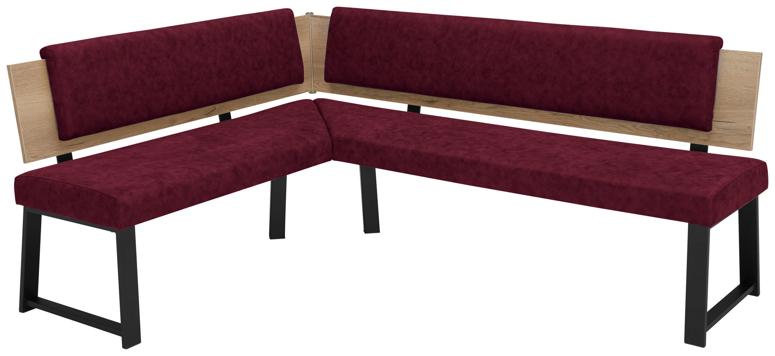 ECKBANK 160/200 cm  in Dunkelrot  - Schwarz/Dunkelrot, MODERN, Holzwerkstoff/Textil (160/200cm) - Venda