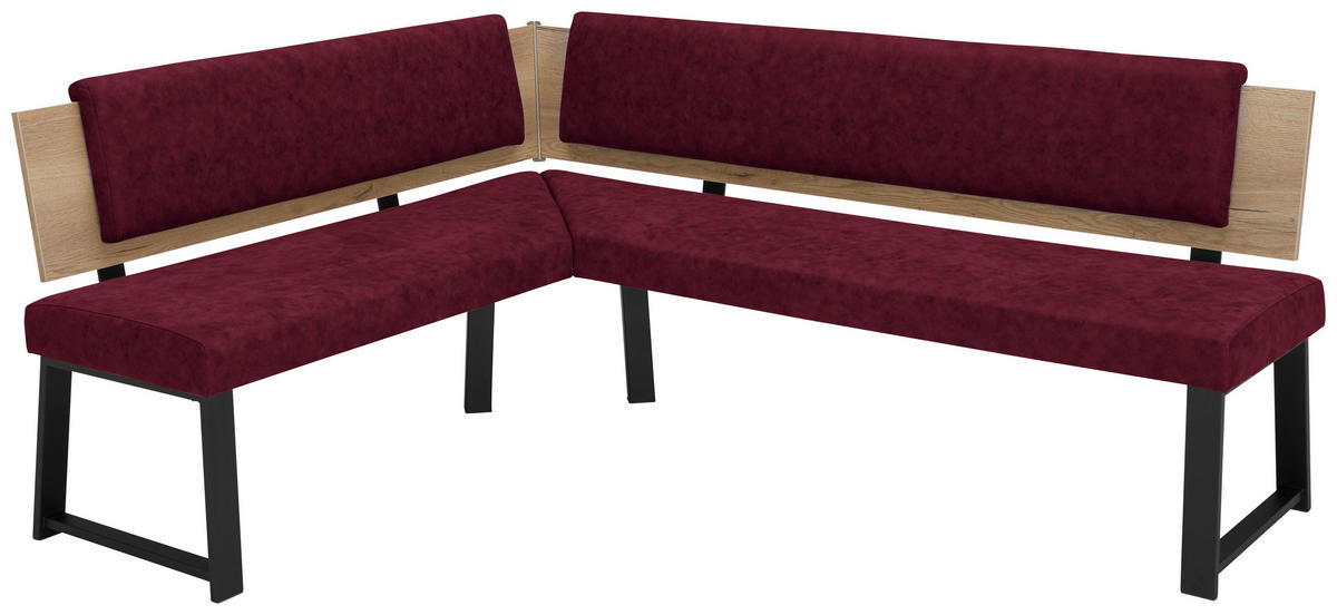 ECKBANK 180/220 cm  in Dunkelrot  - Schwarz/Dunkelrot, MODERN, Holzwerkstoff/Textil (180/220cm) - Venda