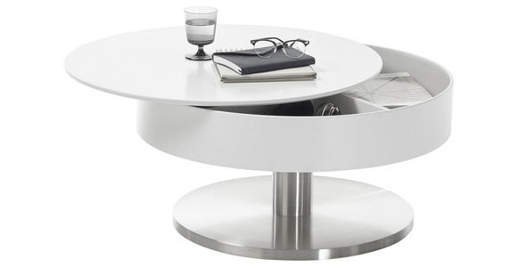 COUCHTISCH rund Weiß, Edelstahlfarben - Edelstahlfarben/Weiß, Design, Metall (79/79/40cm) - Xora