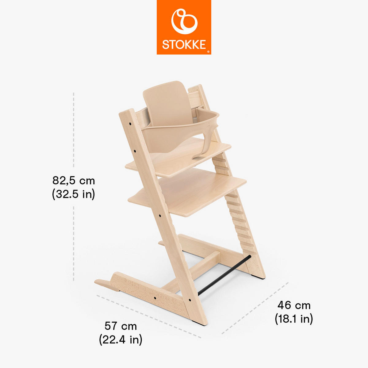 HOCHSTUHL-SET Tripp Trapp Bundles  - Naturfarben, Basics, Holz (83/57/46cm) - Stokke