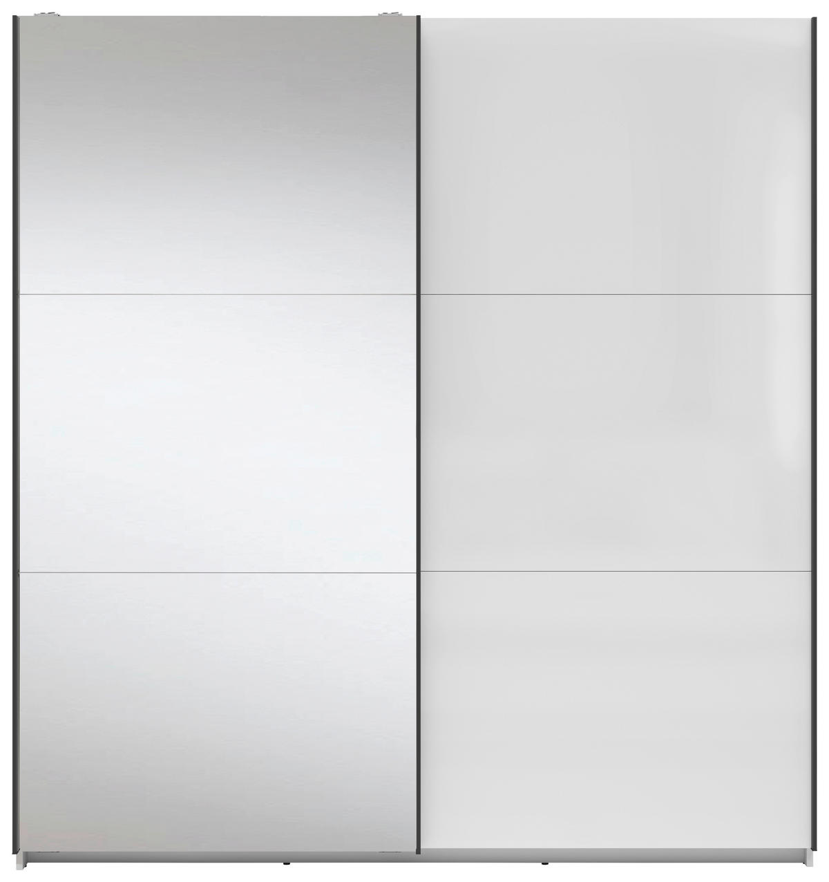 SCHWEBETÜRENSCHRANK 183/195,5/60 cm 2-türig Klar, Weiß Hochglanz  - Klar/Weiß Hochglanz, MODERN, Glas/Holzwerkstoff (183/195,5/60cm) - MID.YOU