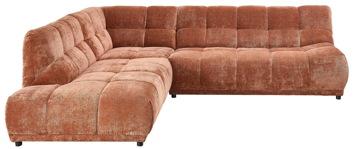 ECKSOFA ITALIA in Chenille Rostfarben  250/284 cm  - Rostfarben/Schwarz, MODERN, Kunststoff/Textil (250/284cm) - Livetastic