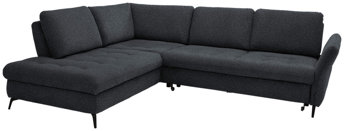 ECKSOFA in Bouclé Schwarz  - Schwarz, Natur, Textil/Metall (233/288cm) - Valnatura
