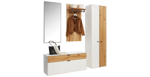 GARDEROBE  in 198,8/205,5/37,1 cm  - Eichefarben/Weiß, Design, Glas/Holz (198,8/205,5/37,1cm) - Dieter Knoll