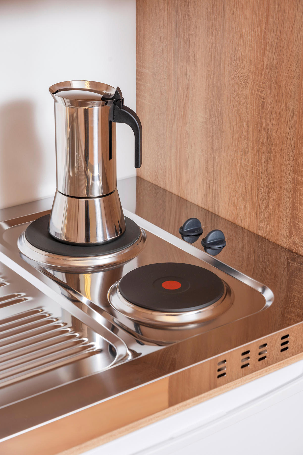 SCHRANKKÜCHE  104/193/67 cm  in Grau  - Edelstahlfarben/Eichefarben, KONVENTIONELL, Holzwerkstoff/Metall (104/193/67cm) - Respekta