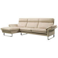 ECKSOFA Lucca Perlmutt Echtleder  - Chromfarben/Perlmutt, KONVENTIONELL, Leder/Metall (148/277cm) - Erpo