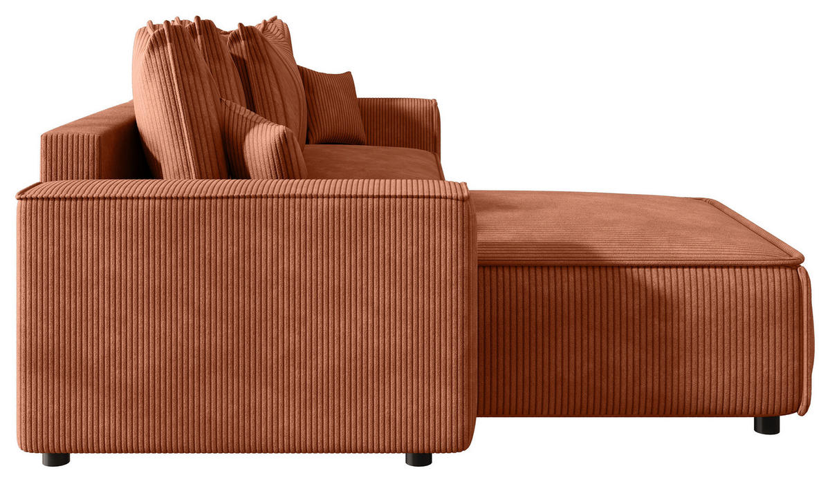 ECKSOFA  Cord Rostfarben  - Rostfarben/Schwarz, Modern, Kunststoff/Textil (190/280cm) - MID.YOU
