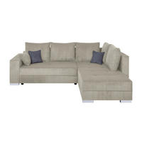 ECKSOFA Creme Cord  - Chromfarben/Dunkelgrau, Design, Kunststoff/Textil (260/218cm) - P & B