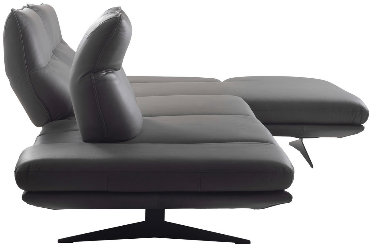 ECKSOFA  in Echtleder Dunkelgrau  291/180 cm  - Dunkelgrau/Schwarz, Design, Leder/Metall (291/180cm) - Celina Home