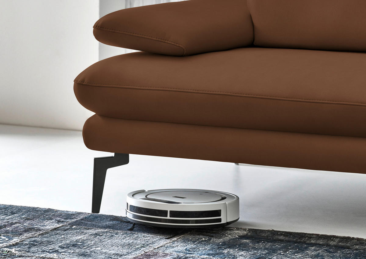 3-SITZER-SOFA in Echtleder Hellbraun  - Hellbraun/Schwarz, Design, Leder/Metall (222/86/104cm) - Dieter Knoll