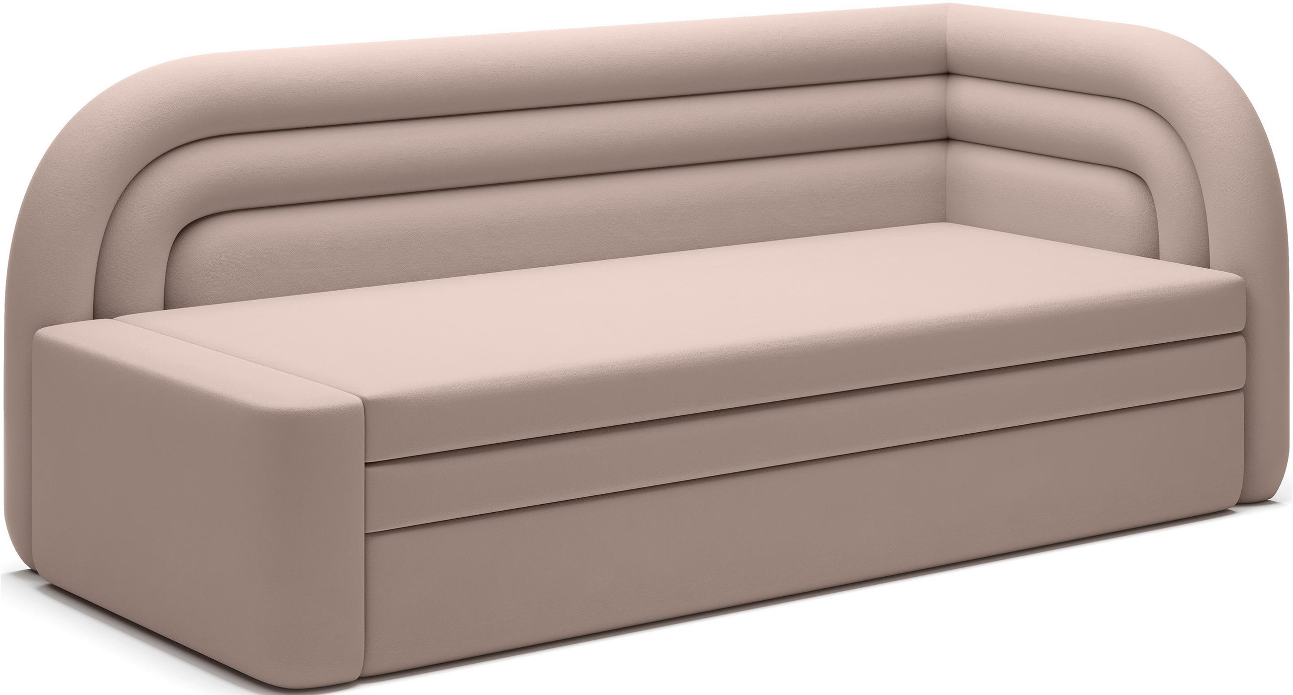 RÉCAMIERE in Samt Beige  - Beige/Schwarz, Design, Kunststoff/Textil (223/80/86cm) - MID.YOU