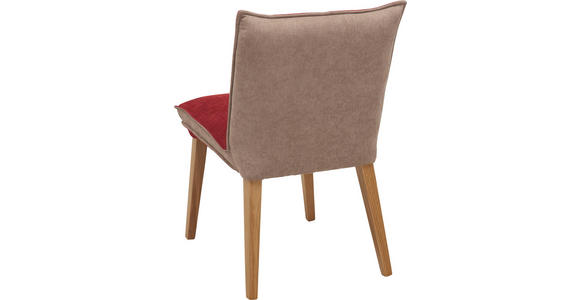 STUHL in Holz, Textil Grau, Rot, Eichefarben - Eichefarben/Rot, KONVENTIONELL, Holz/Textil (54/86/61cm) - Voleo