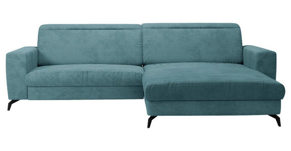 ECKSOFA inkl. Funktion Pastellblau Cord  - Pastellblau/Schwarz, KONVENTIONELL, Textil/Metall (290/178cm) - Cantus