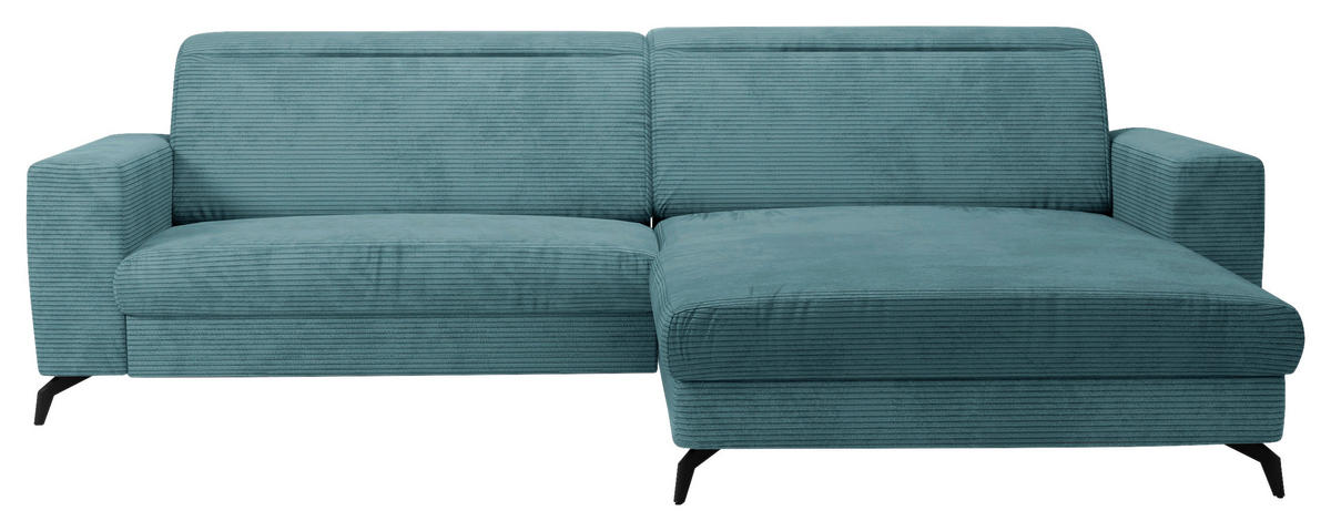 ECKSOFA in Cord Petrol  - Petrol/Schwarz, Konventionell, Textil/Metall (290/178cm) - Sit & More