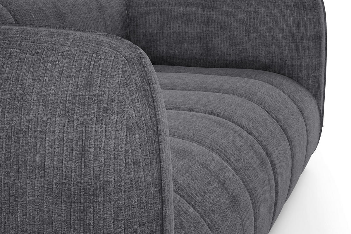 SOFA in Struktur Grau  - Schwarz/Grau, Design, Holz/Textil (240/80/95cm) - MID.YOU