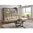 ECKSOFA in Echtleder Ecru  300/157 cm  - Ecru/Schwarz, Design, Leder/Metall (300/157cm) - Dieter Knoll