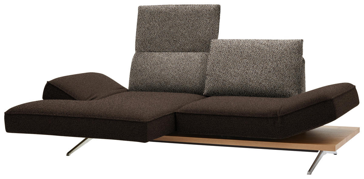 ECKSOFA in Flachgewebe Braun  132/240 cm  - Chromfarben/Braun, Design, Holz/Textil (132/240cm) - Koinor