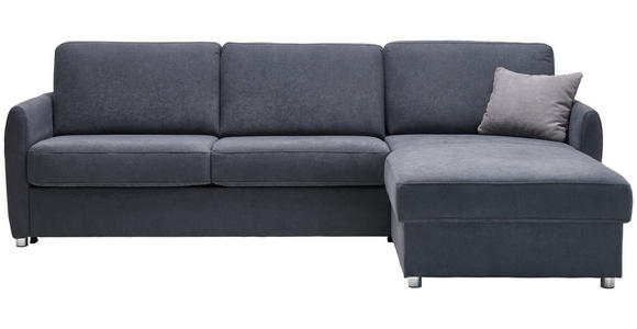 ECKSOFA in Flachgewebe Grau  - Chromfarben/Grau, KONVENTIONELL, Textil/Metall (269/176cm) - Novel