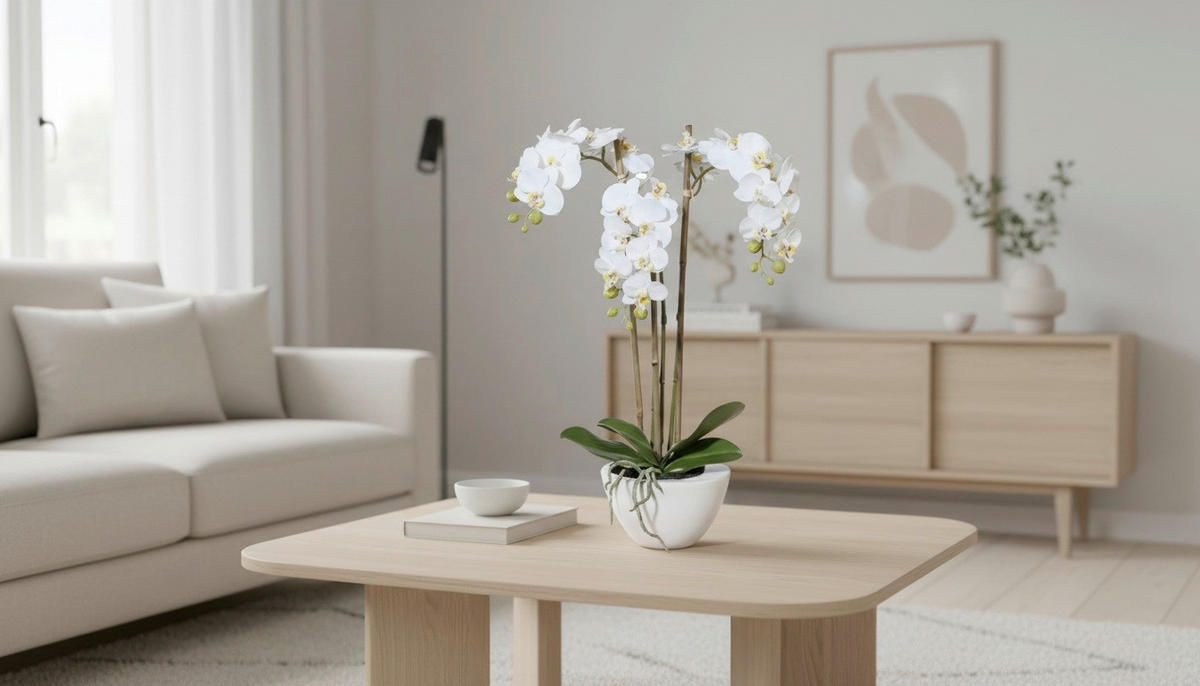 KUNSTBLUME - Weiß/Grün, Basics, Keramik/Kunststoff (51cm)