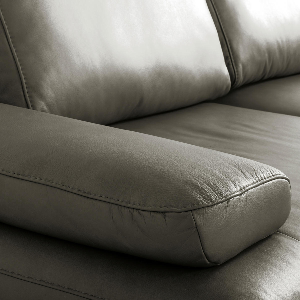 ECKSOFA  in Echtleder Grau  306/237 cm  - Schwarz/Grau, Design, Leder/Metall (306/237cm) - Livetastic