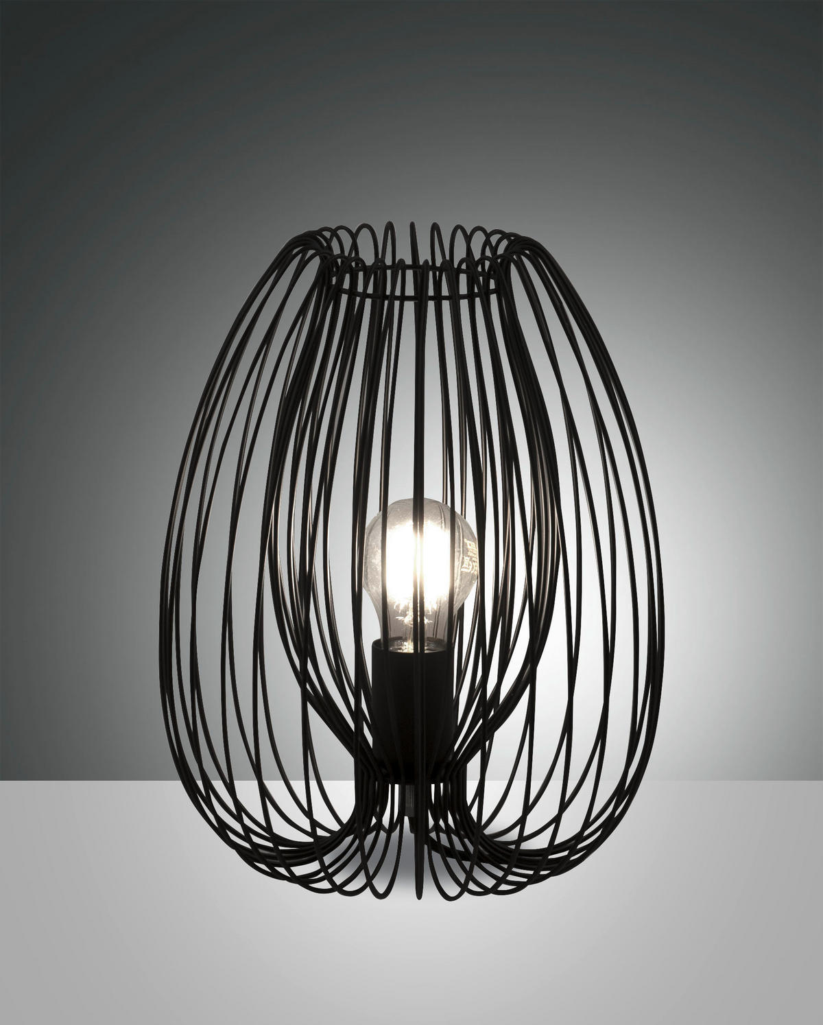 TISCHLEUCHTE 25/31 cm   - Schwarz, Design, Metall (25/31cm) - Fabas Luce