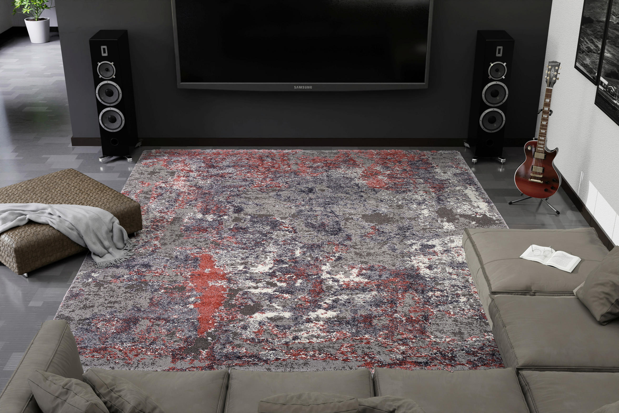 VINTAGE-TEPPICH 140/200 cm Timeline Quantum Grau, Hellrot  - Hellrot/Grau, Design, Textil (140/200cm) - Novel
