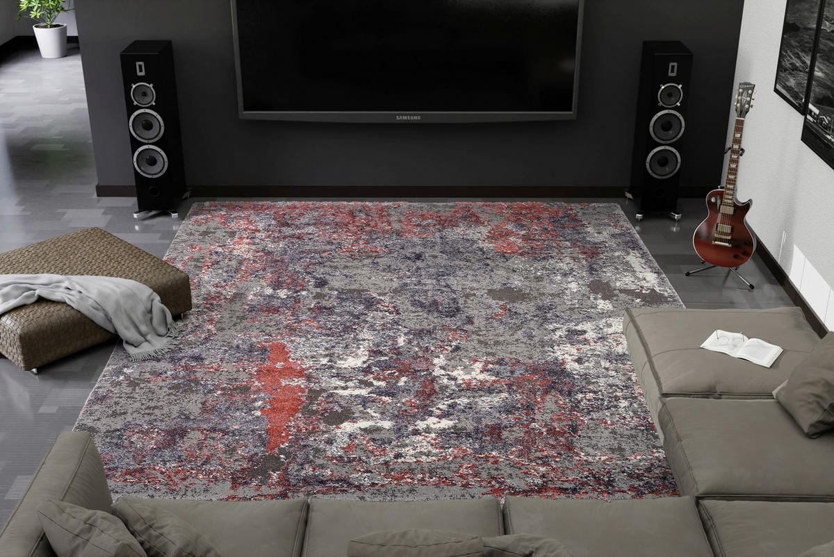 VINTAGE-TEPPICH 140/200 cm Timeline Quantum Grau, Hellrot  - Hellrot/Grau, Design, Textil (140/200cm) - Novel