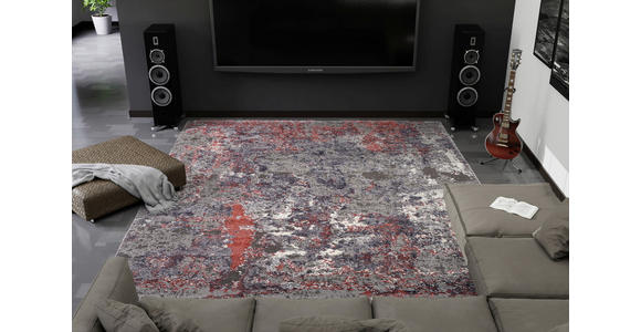 VINTAGE-TEPPICH 65/130 cm Timeline Quantum Grau, Hellrot  - Hellrot/Grau, Design, Textil (65/130cm) - Novel