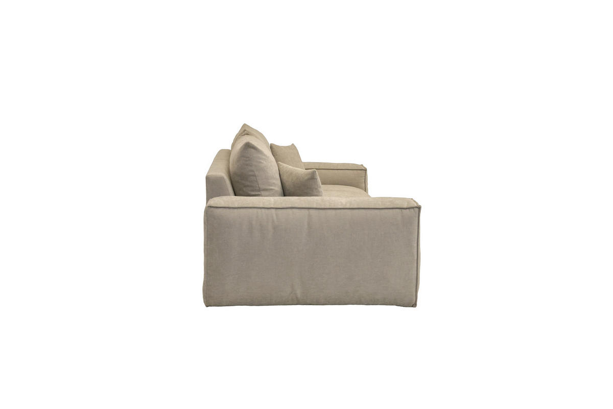 BIGSOFA Chenille Greige  - Greige/Schwarz, MODERN, Kunststoff/Textil (255/76/117cm) - Milino
