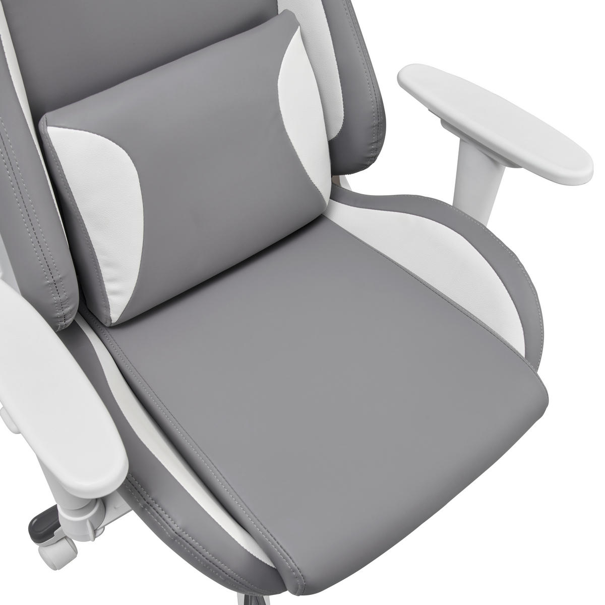 GAMINGSTUHL  in Lederlook Grau, Weiss  - Weiss/Grau, Modern, Kunststoff/Textil (66/126-134/59cm) - Livetastic